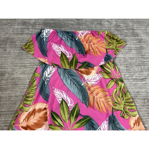 Shein Dress Womens XL Pink Tropical Floral Strapless Mini Polyester - Picture 2 of 13